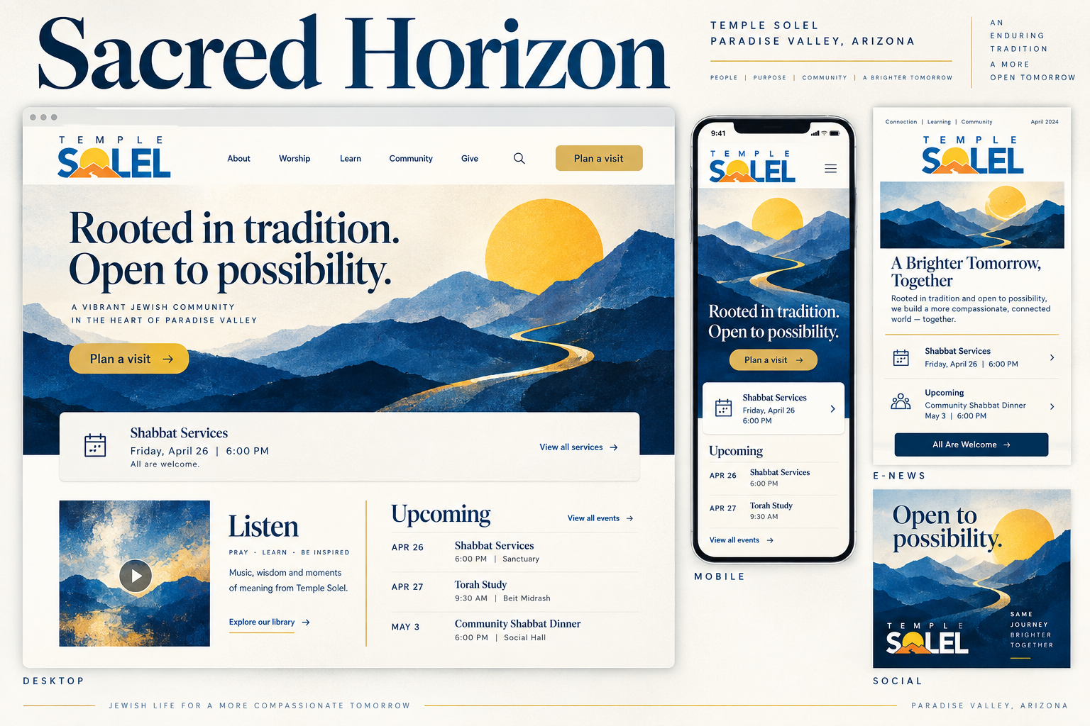 Sacred Horizon: ink blue, gold and contemplative editorial design