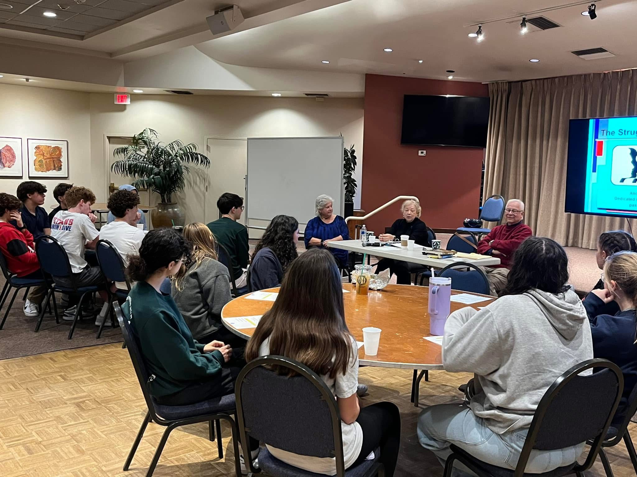 Congregants gathered for discussion at Temple Solel