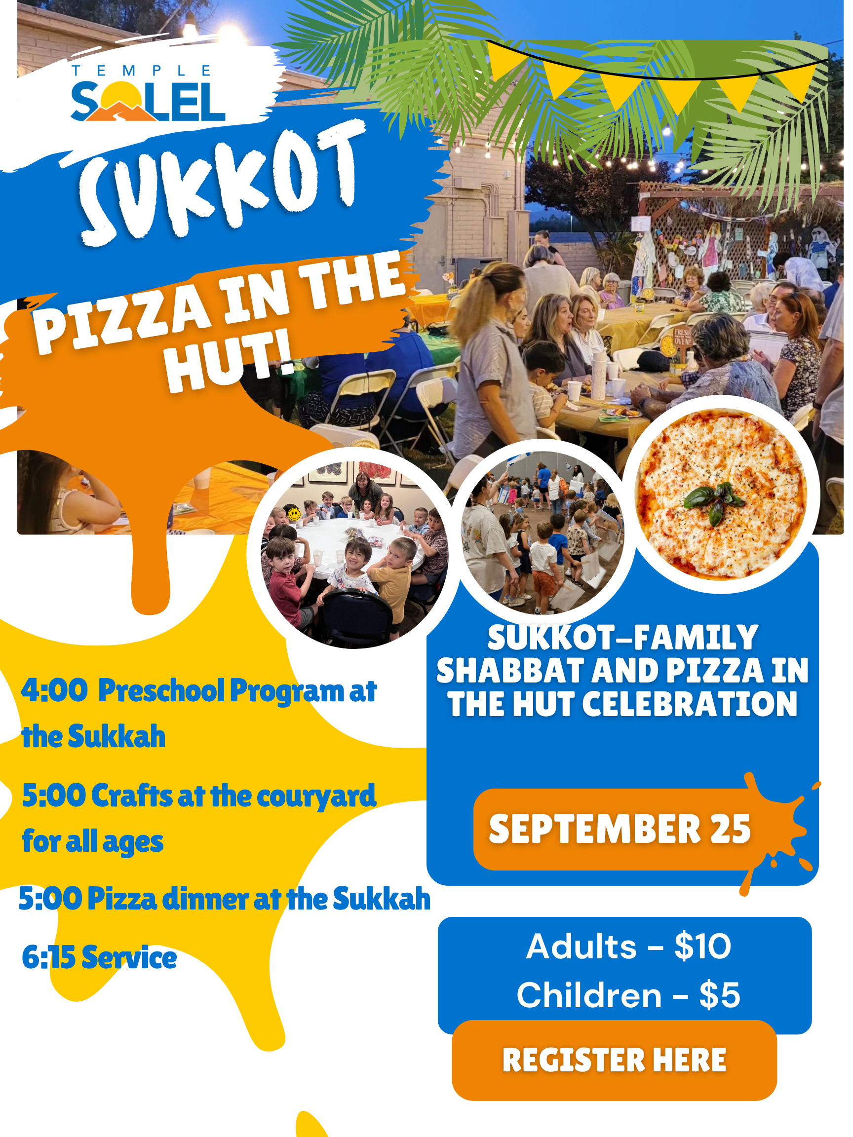 Sukkot Pizza in the Hut event flyer